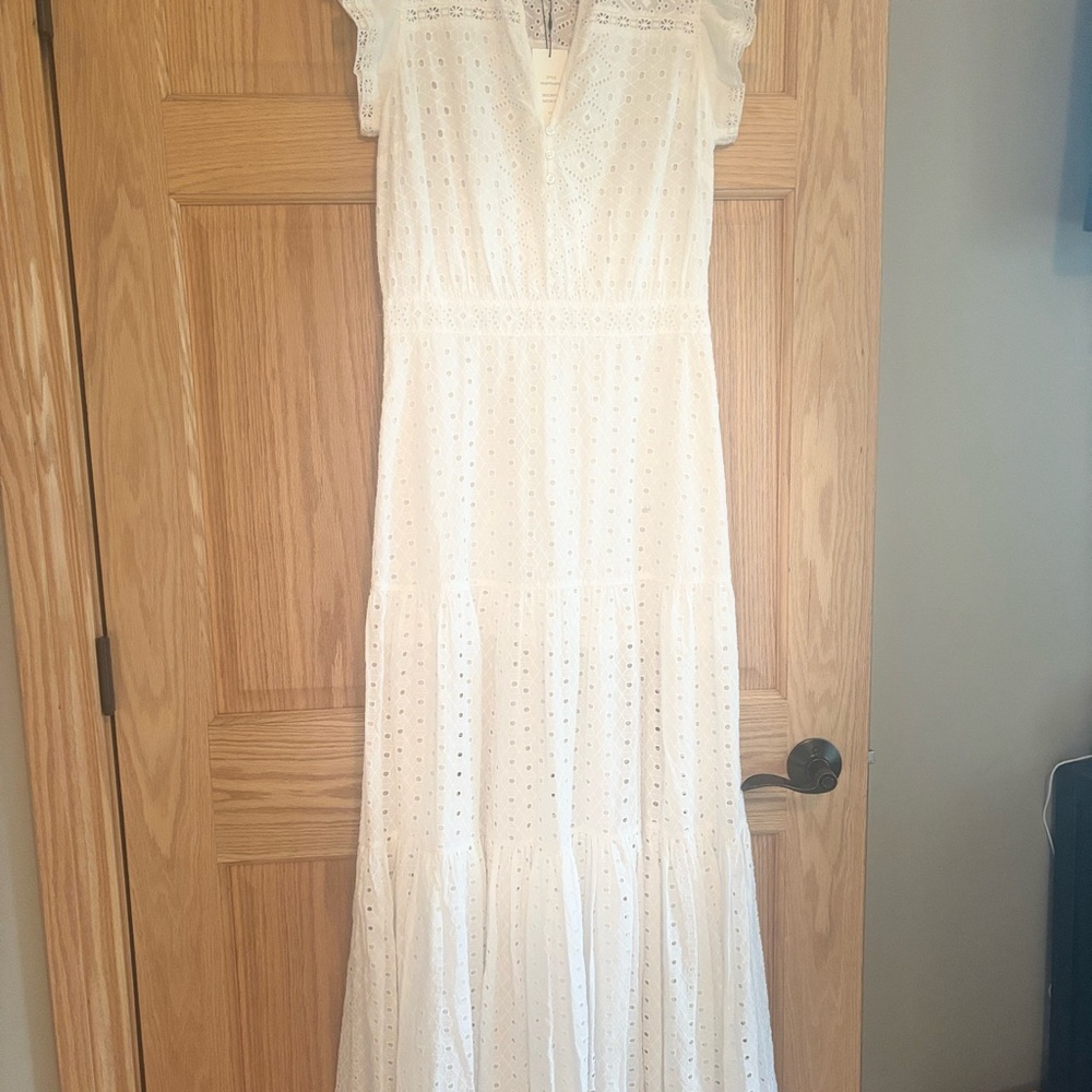 Veronica Beard white eyelit dress